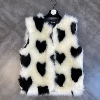 winter 2021 v neck women sleeveless women peach heart ins wind fox fur women padded vest women trendy women fashion women