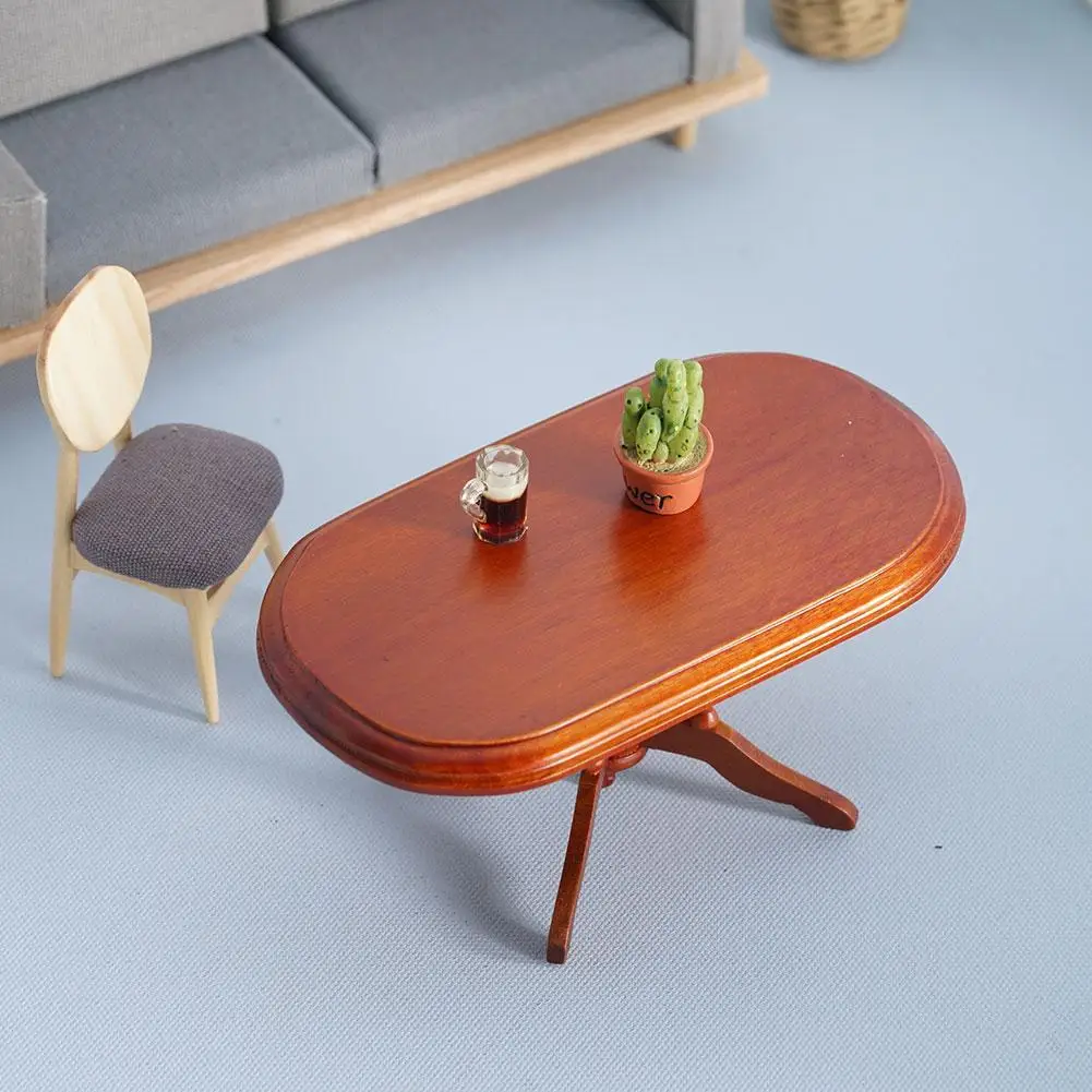 Игрушечная мини-мебель для кукольного домика обеденный стол из березы модель 1/12 |