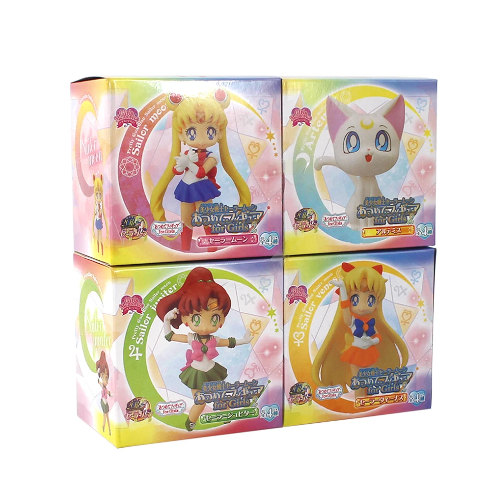 

Anime Sailor Moon Figures Tsukino Sailor Mars Mercury Jupiter Venus Saturn Figure Toy PVC Model Dolls 4.5~7.5cm 4Pcs/set