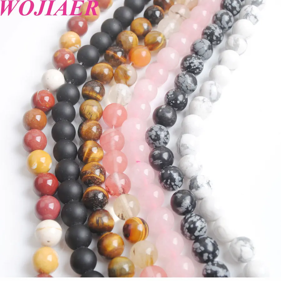 

WOJIAER Wholesale Mixed Gem Stone Round 10mm Loose Beads 15 1/2 Inches For Making Necklace Bracelets Jewelry 7 Strand PG3046