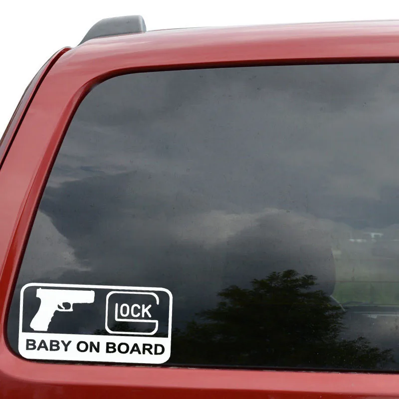 

Cartoon Car Sticker GLOCK BABY ON BOARD Vinyl Auto Accessories Car Window Car Styling Decal PVC 16cm*8cm Cover Scratches