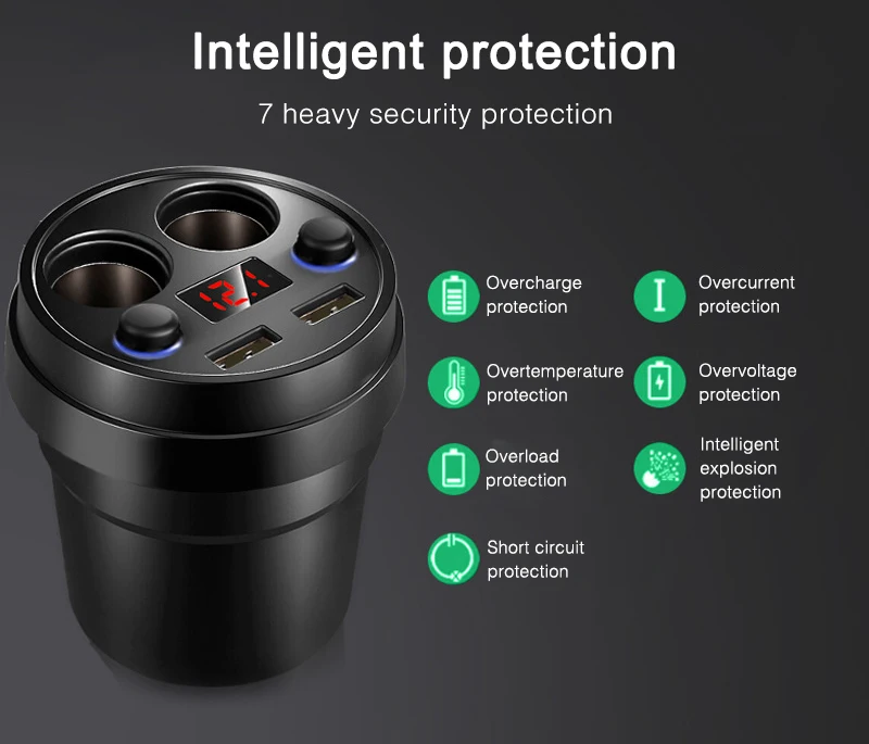 Автомобильное зарядное устройство 2 USB DC/5 V 3.1A чашка питания гнездо адаптер с напряжением светодиодный дисплей прикуриватель разветвитель зарядное устройство для мобильного телефона s