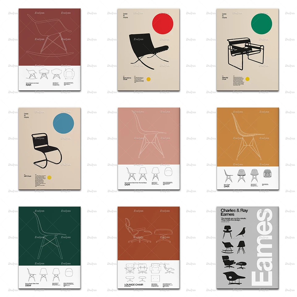 Постер мистер стул лудпарис жейн ван дер рохе Барселоны Dsw дизайн Bauhaus домашний