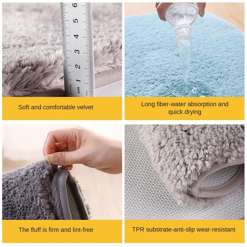 

High plush thickened carpet fur rug doormat bathroom antiskid mat absorbent rugs and carpets for home living room faux