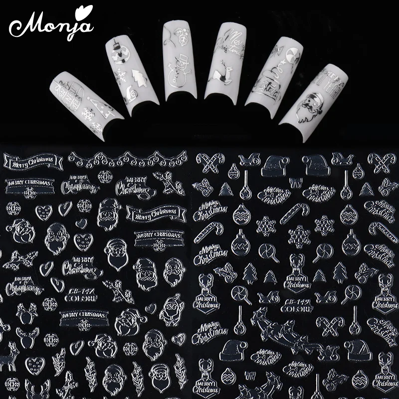 Monja ногтей Рождественская серия Стикеры снеговик рождественские Кепки Леггинсы