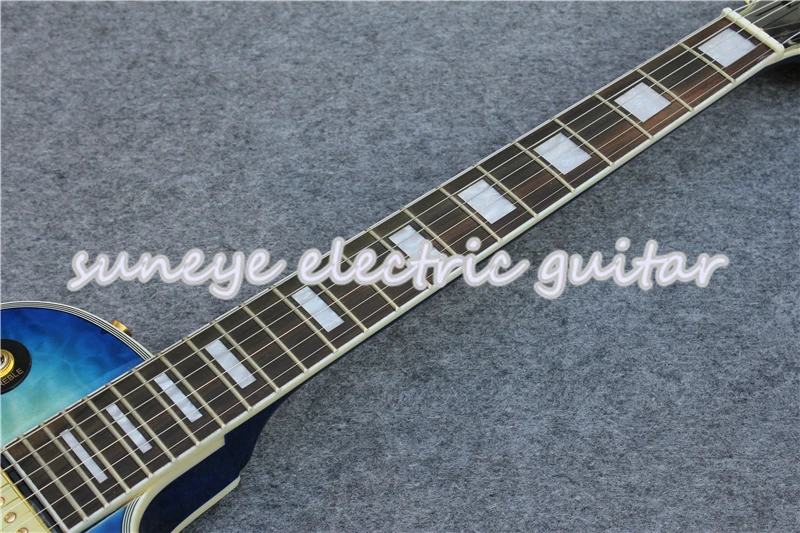 

Hot Sale Blue Quilted Finish Suneye Custom Electric Guitar Solid Mahogany Guitar Kit Left Handed Guitarra Electrica Available