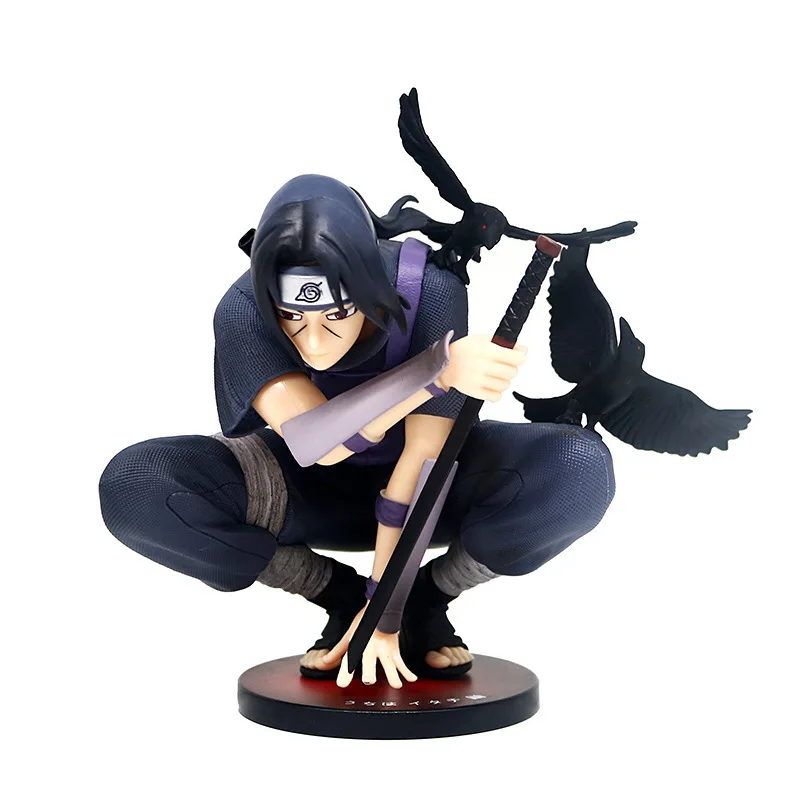 

13CM Japen Anime Shippuden Crow Uchiha Itachi Akatsuki Squat PVC Action Figure Model Collectible Statue Toy Gift