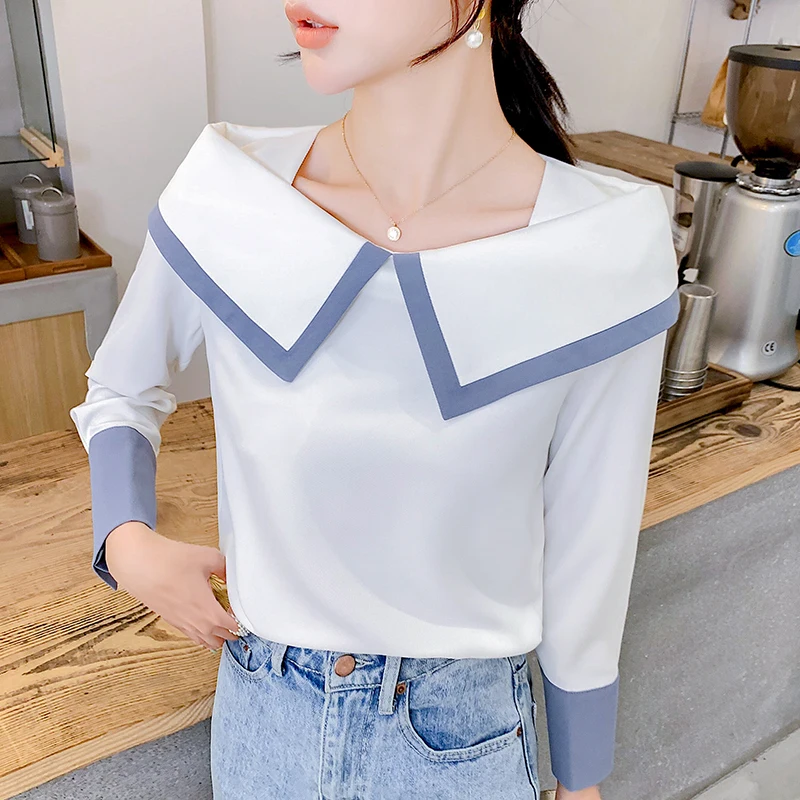 2019 Новая Осенняя модная женская одежда Лоскутные рубашки на пуговицах