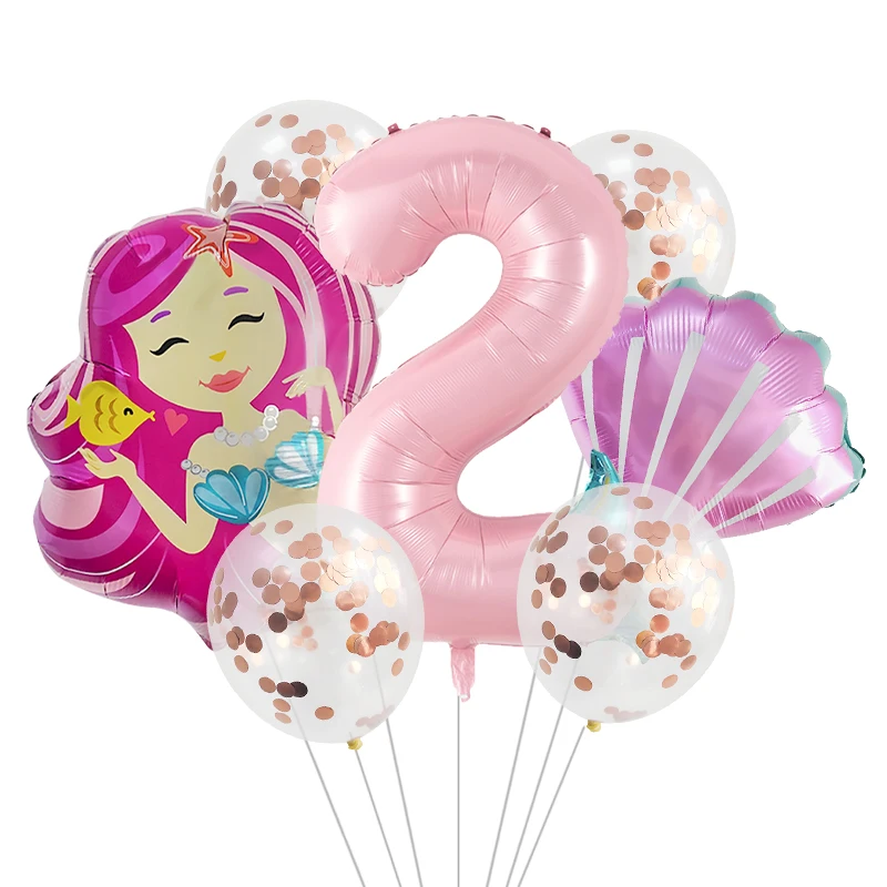 

Воздушные шары в виде цифр для детского дня рождения, латексные шары с надписью «русалка», украшение для дня рождения, алюминиевая пленка дл...