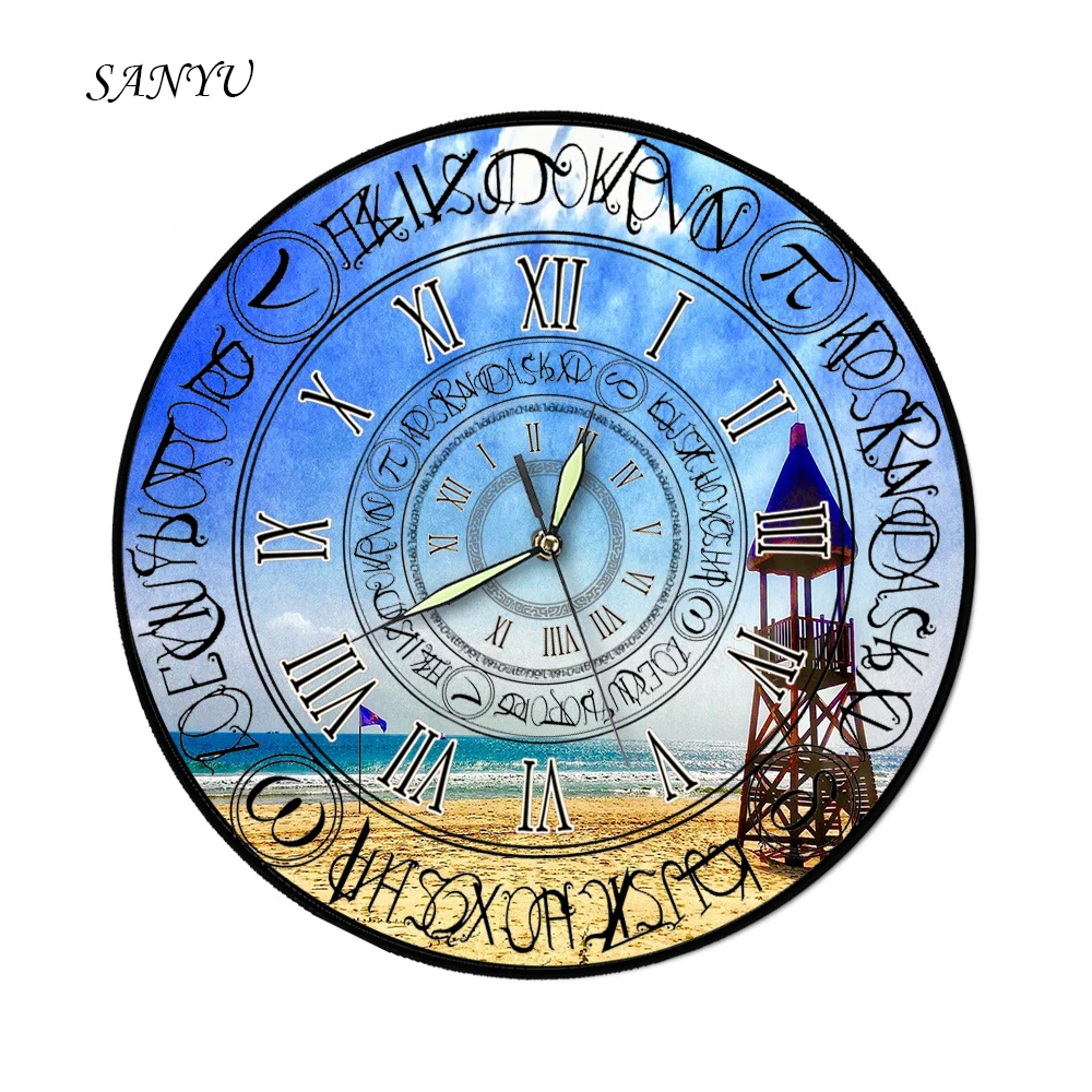 Креативные настенные часы для дома акриловые пляжный закат пейзаж украшение