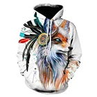 Худи лиса с мультяшным 3D-принтом, толстовка с капюшоном в стиле Харадзюку, с изображением лошадей, Мужская популярная новинка 2021, Забавные топы, куртка, спортивная одежда