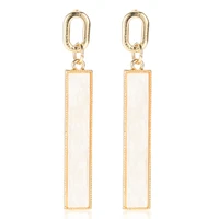resin acrylic bar dangle drops earrings gold border pearls shell bar pendant drops earrings