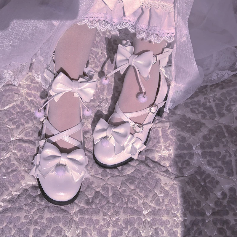 

Japanese sweet lolita shoes kawaii girl tea party princess kawaii shoes flat heel retro lace bowknot women shoes loli cosplay