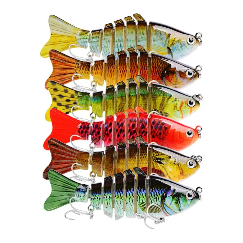 

6 Colors 10cm Luya Bait 15.5g With Packed Blood Trough Hook 7-section Multi-section Bionic Bait