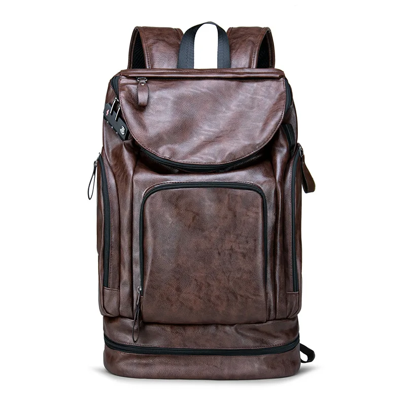 

Waterproof Laptop Backpack High Grade Men's Multifunction Business Waterproof Travel Bag PU Leather Computer Packsack