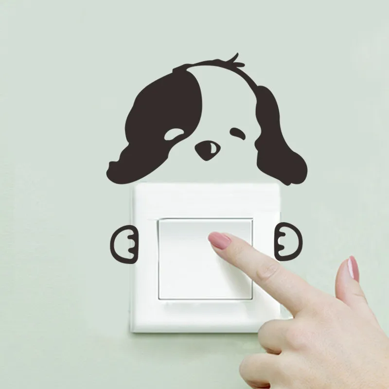Переключатель наклейки DIY Забавные милые собаки на стену Наклейка украшение дома