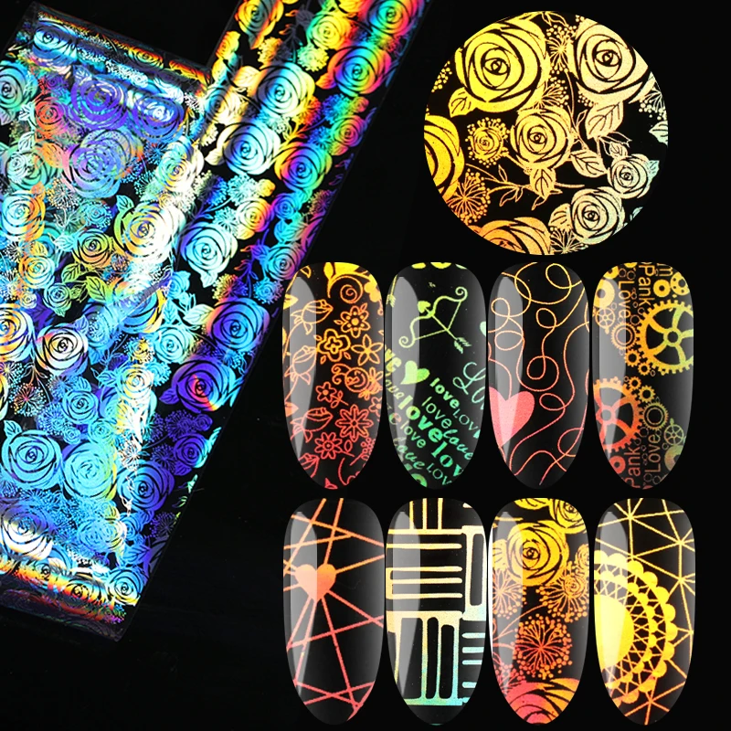 1/рулон 4*100 см Фольга для ногтей красочные сверкающие дизайна переводная наклейка