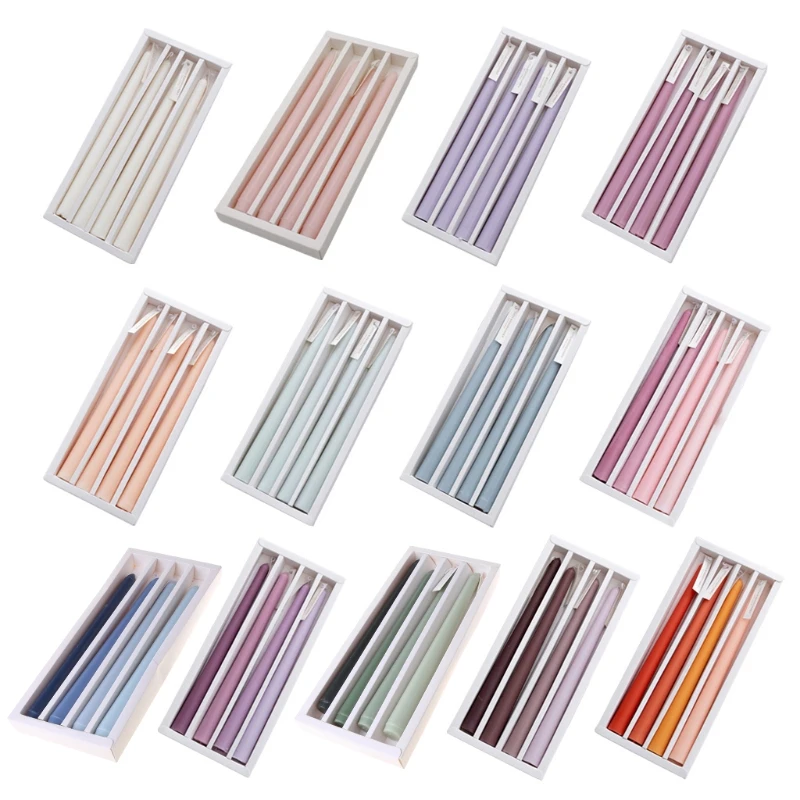 

4pcs Elegent Taper Candles 9.8inch Tall Burning Smokeless Dinner Candles Wedding