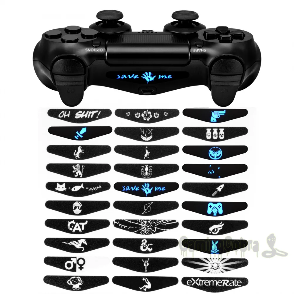 

eXtremeRate 30 Pcs Customized Color Light Bar Skin Stickers for PS4 Pro Slim Controller