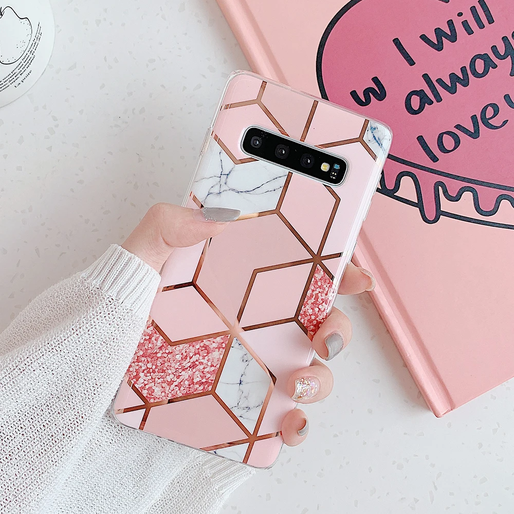 Чехол LOVECOM с геометрическим мрамором для телефона Samsung S20 Plus S8 S9 S10 Note 8 9 10 Pro мягкий