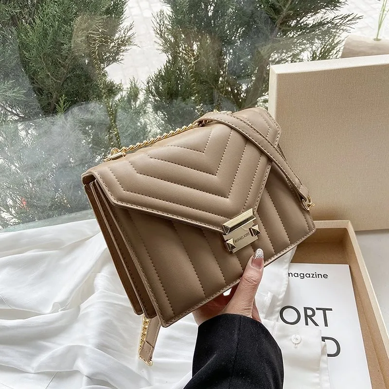 

Casual Simple Small Square Bag Women‘s 2021 Rhomboid Embroidery Thread Chain Shoulder Armpit Bag PU Leather Messenger Bag