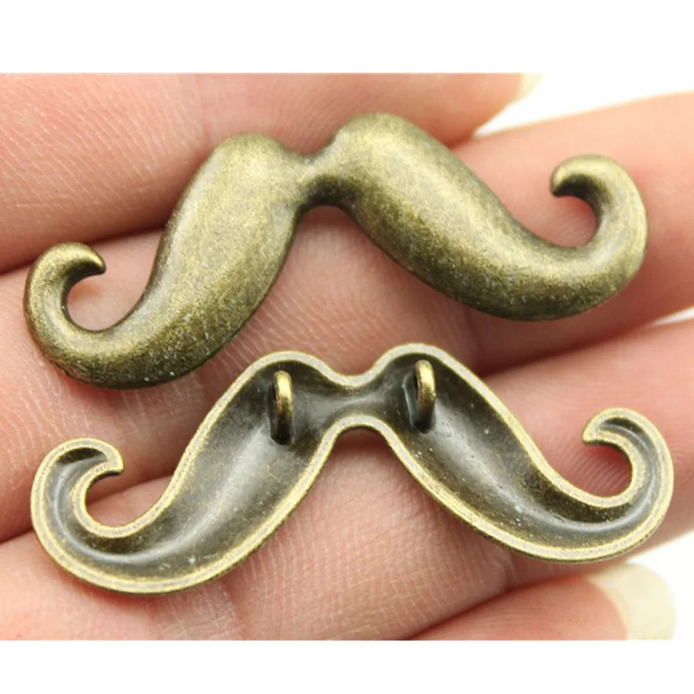 Оптовая продажа ювелирных изделий Много античной бронзы цвет 44x18 мм Борода металлические подвески ювелирные изделия для мужчин 2 штуки