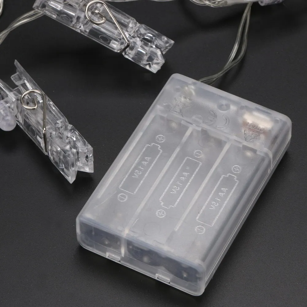 1Set LED Battery Box Holiday Lights String Photo Clip Colorful Night Light Christmas Day Decoration Warm White 20PCs2019 | Дом и сад