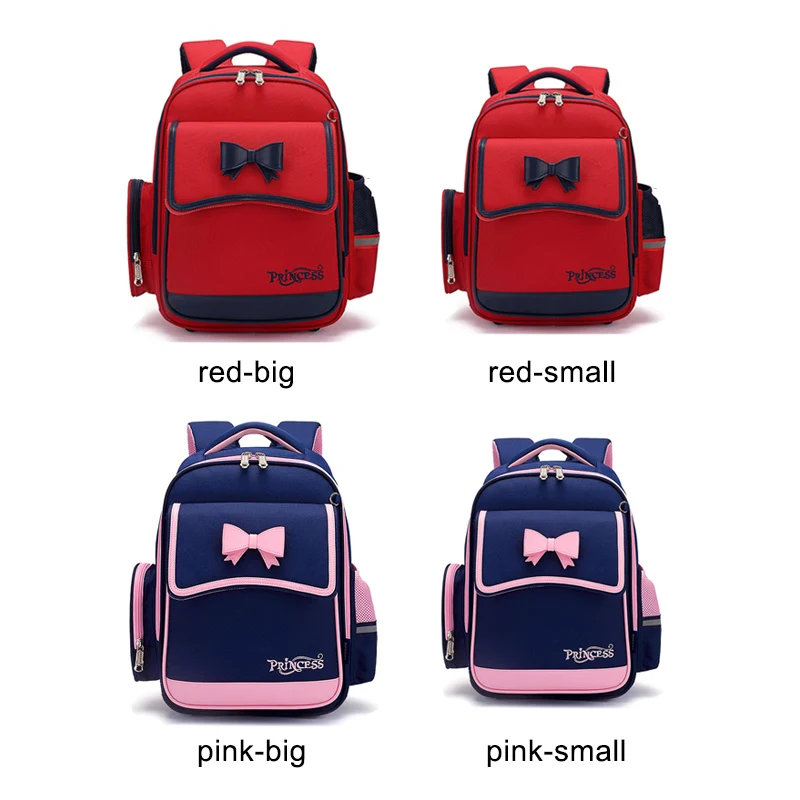 Pink Bow Girl Backpack Orthopedic Back Primary School Bags For Children Lovely Kid Bookbags