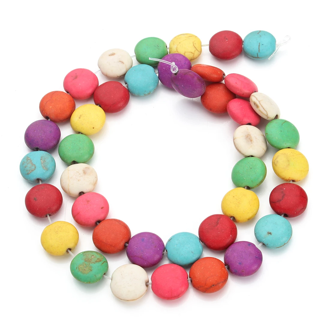 

Approx.40pcs/pack Semi Precious Stones Flat Round Loose Spacer Seed Stone Beads 10mm For DIY Jewelry Findings F1318