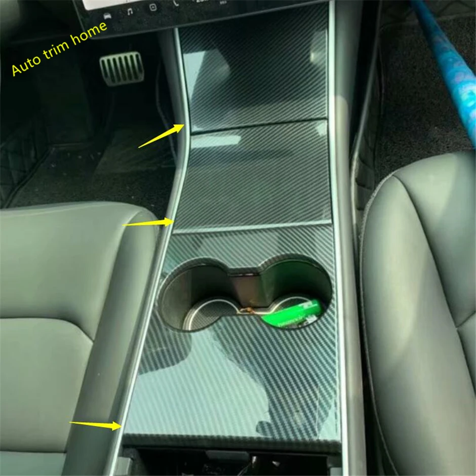 

Центральная консоль Lapetus, переднее сиденье, держатель стакана для воды, панель, обшивка, подходит для Tesla Model 3 2018-2021, АБС, углеродное волокно