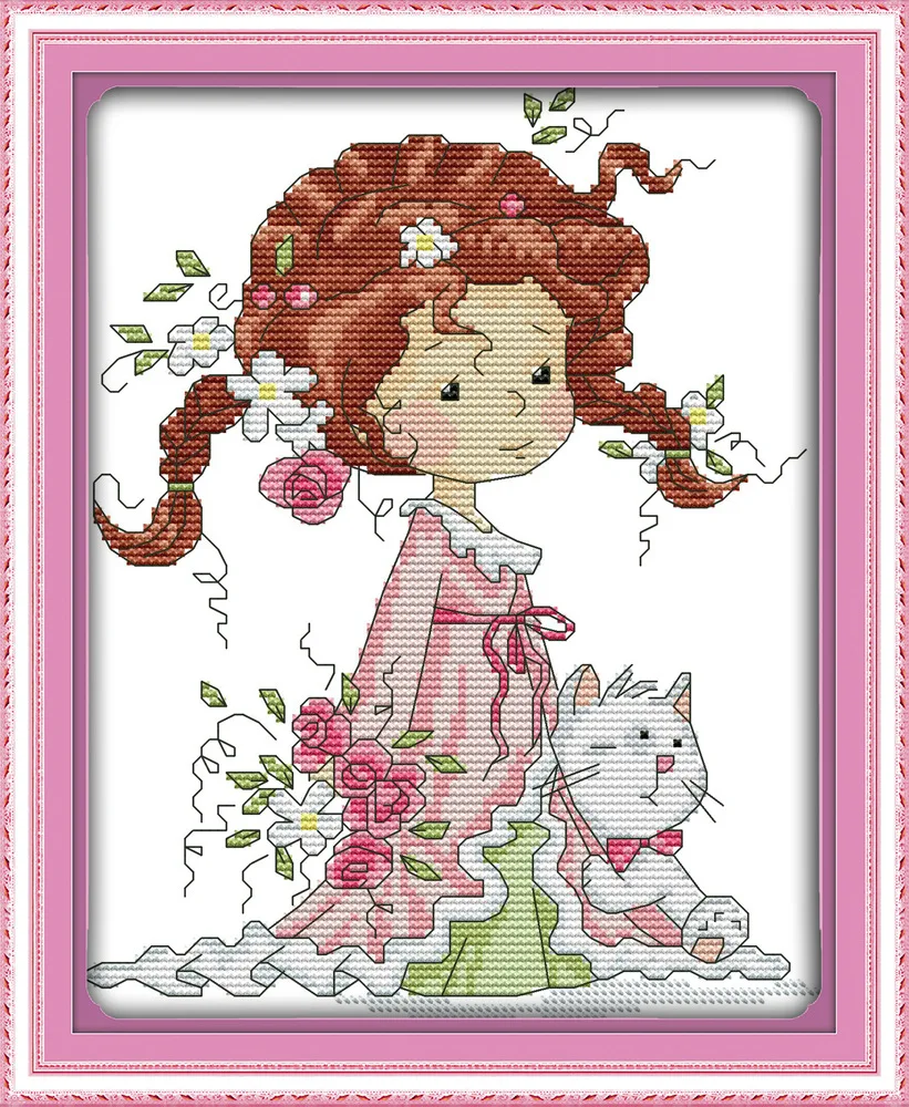 Китайские наборы для вышивки крестиком Joy Sunday с маленькой девочкой и маленьким