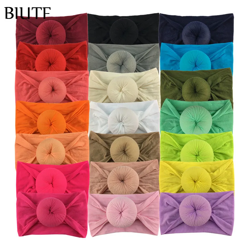 20 шт./лот широкая нейлоновая эластичная заставка с 6 см пончиком бантом для