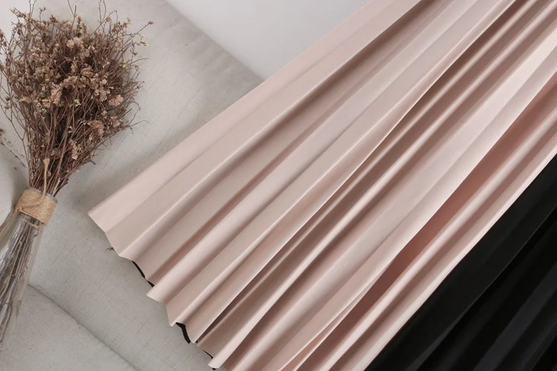 

F82 New Autumn Winter Elastic waist Big Hem Skirt Patchwork Pleated Mid-Length Skirts Women