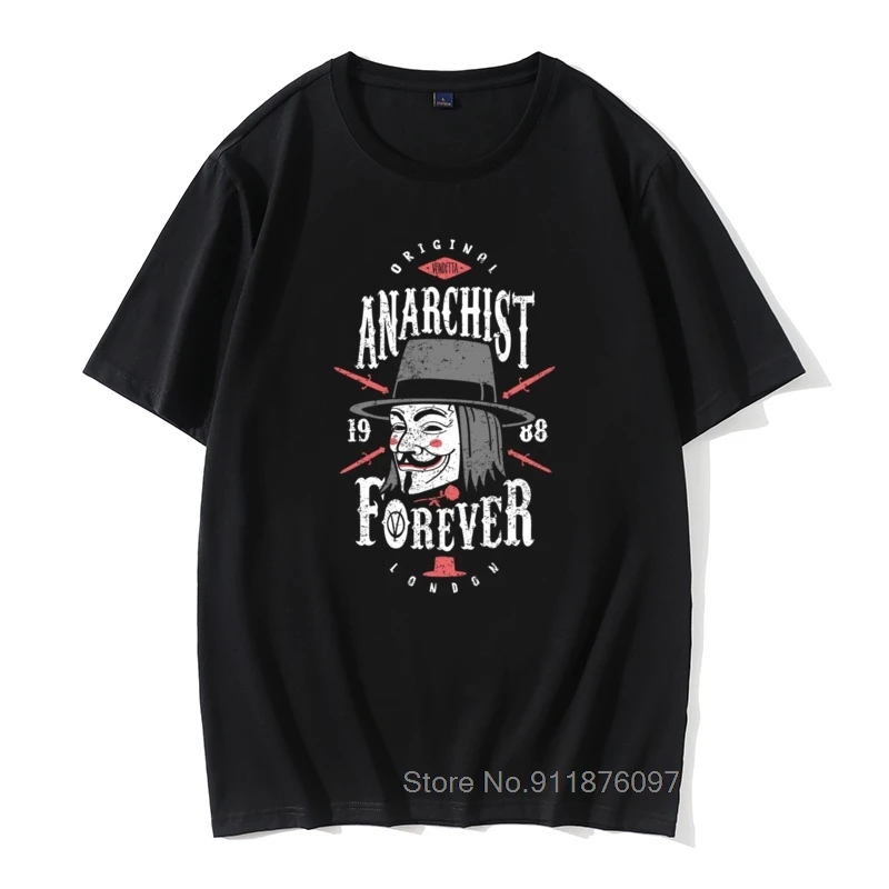 

Anarchist Forever T-shirt V For Vendetta Tops Men Mask T Shirt Vintage Tops Funny Tees Cotton Tshirts Stylish Cool