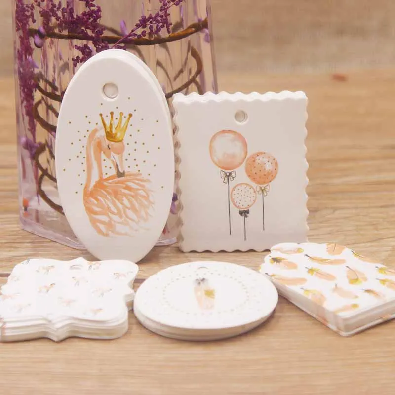 50 шт. новейший дизайн тег красивая печать белый/крафт цвет выбрать горячие