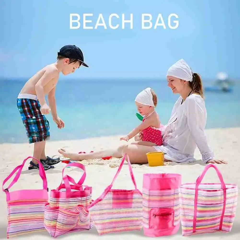 

Пляжная сумка для хранения из ткани Оксфорд, уличное детское пляжное полотенце, чехол для двух игрушек, розовые мешки для хранения одежды с ...