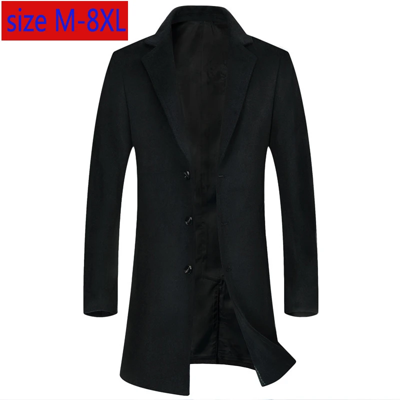 Новая мода высокого качества супер большие мужские шерстяные пальто Длинные