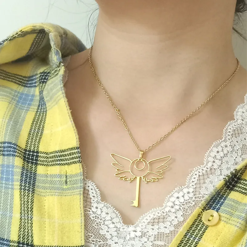 Оптом 10 шт ангел крыло ожерелье из нержавеющей стали ключ с подвеской BFF