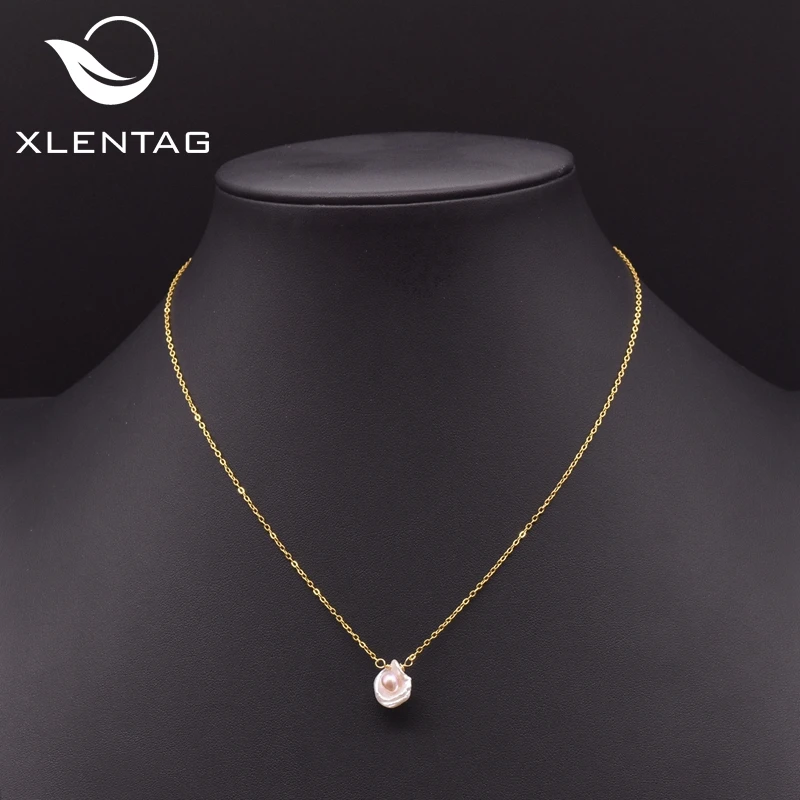 XlentAg натуральная мишура в форме пресноводной жемчужины кулон ожерелье для женщин