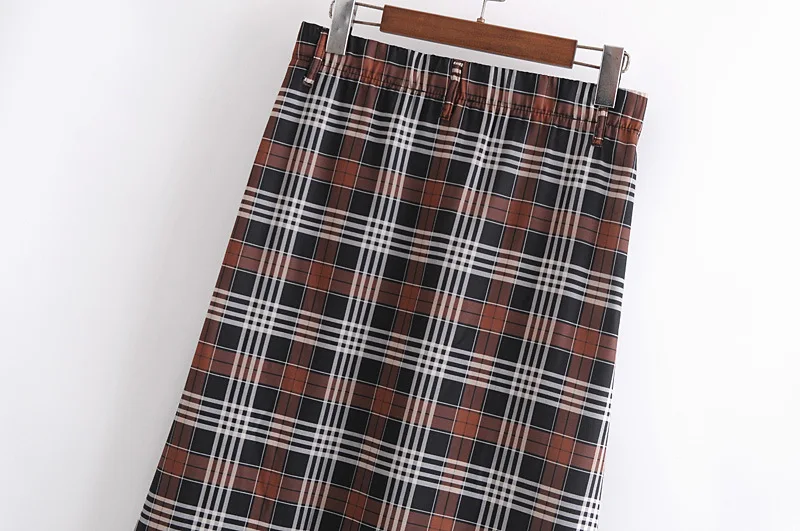 

New Long High Waist Single Breasted Plaid Skirt