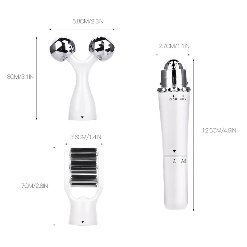 

3 in 1 Portable Electric Eye Massager Skin Relive Fatigue Vibrate Body Neck Face Massage Roller Facial Lifting Anti Wrinkle