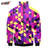 ujwi 3d stand collar print colorful rhombus men oversize women zipper large size jackets long sleeve zip up 3d sweatshirt tops