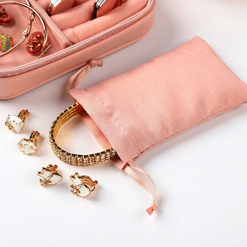 

2pcs Zipper Storage Organizer Jewelry Holder Packaging Display Travel Jewelry Case Gift Boxes - Red & White