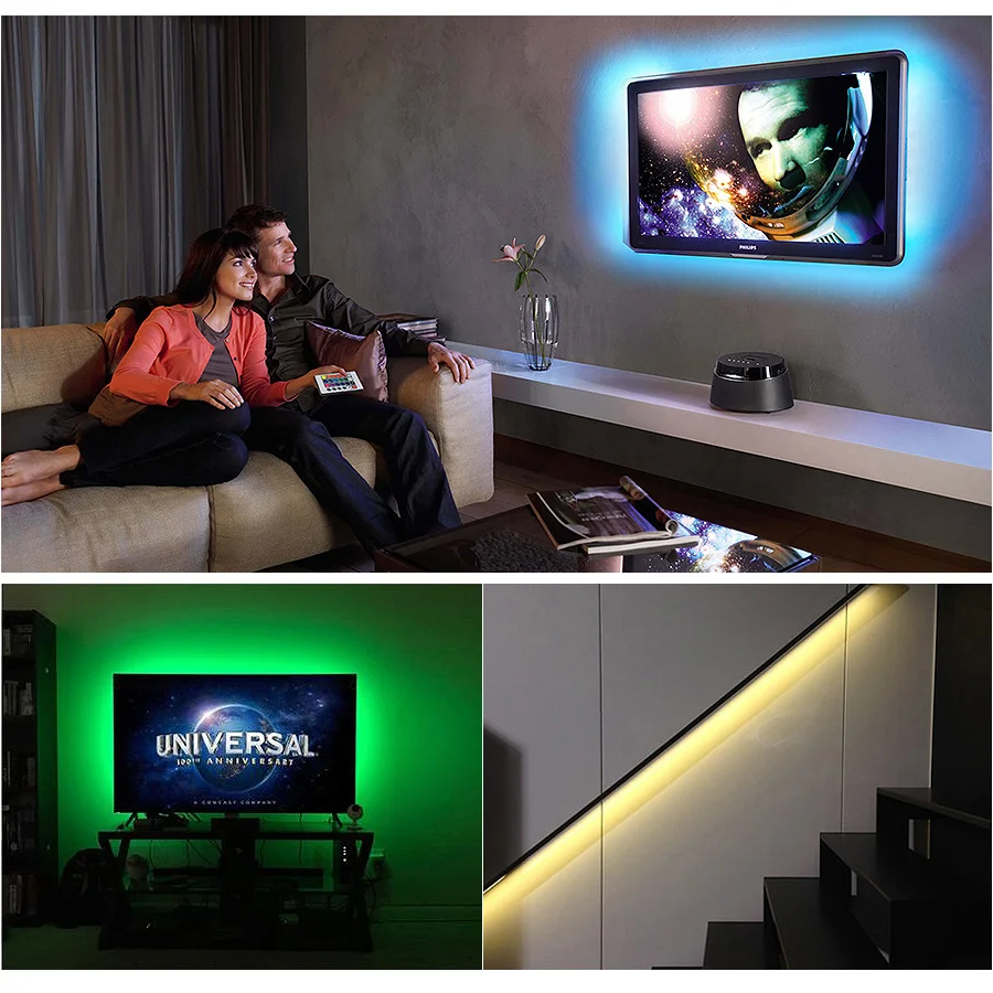 

LED TV RGB USB NON-Waterproof DC5V 5050 SMD LED Strip Light Dimmable Ribbon Tape LED 5M TV Background Lighting White&Warm White