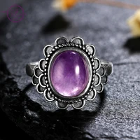 925 sterling silver ring oval 810mm natural amethyst retro wreath engagement wedding noble fashion party gift wholesale