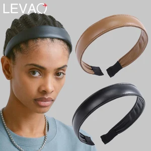 Обруч для волос Levao из искусственной кожи женский, простой ободок из искусственной кожи, 2,5 см, аксессуары для волос