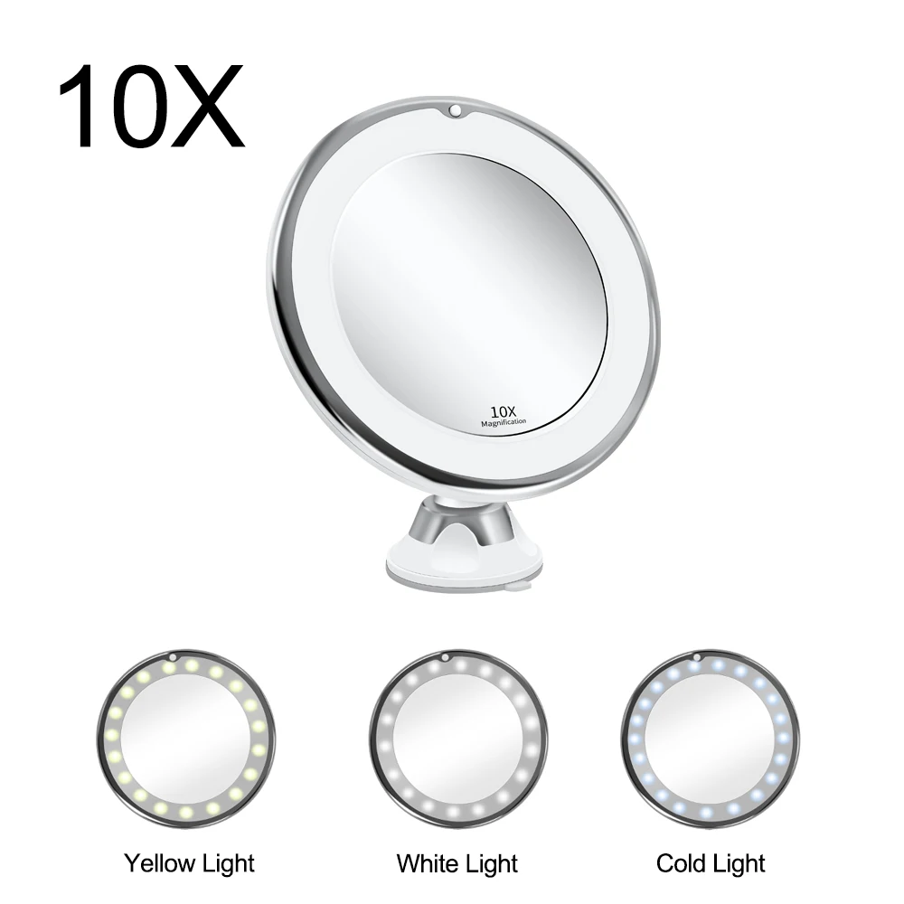 10X Three light 01 Зеркало для макияжа зеркало с подсветкой зеркало с подсветкой для макияжа зеркальце зеркала зеркало увеличительное зеркало косметическое светодиодное зеркало для макияжа зеркало увеличительное 10х зеркало на присоске - Цвет: 10X Three light 01