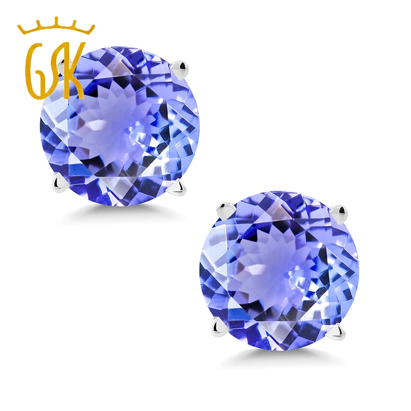 Женские серьги гвоздики GemStoneKing 1 80 карат 14 к белое золото натуральный круглый