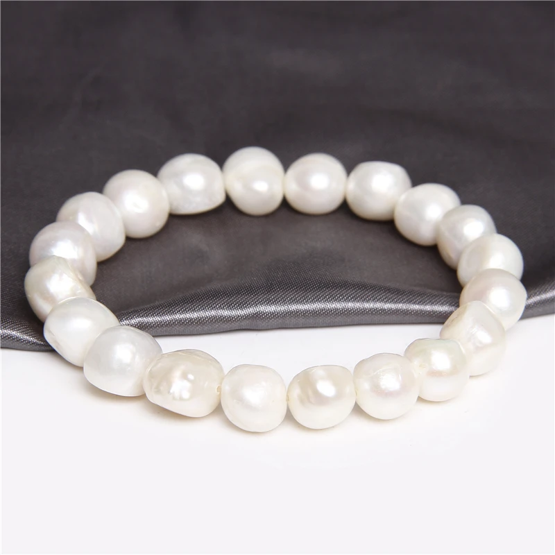 Женская цепочка с натуральным жемчугом в стиле барокко эластичная из