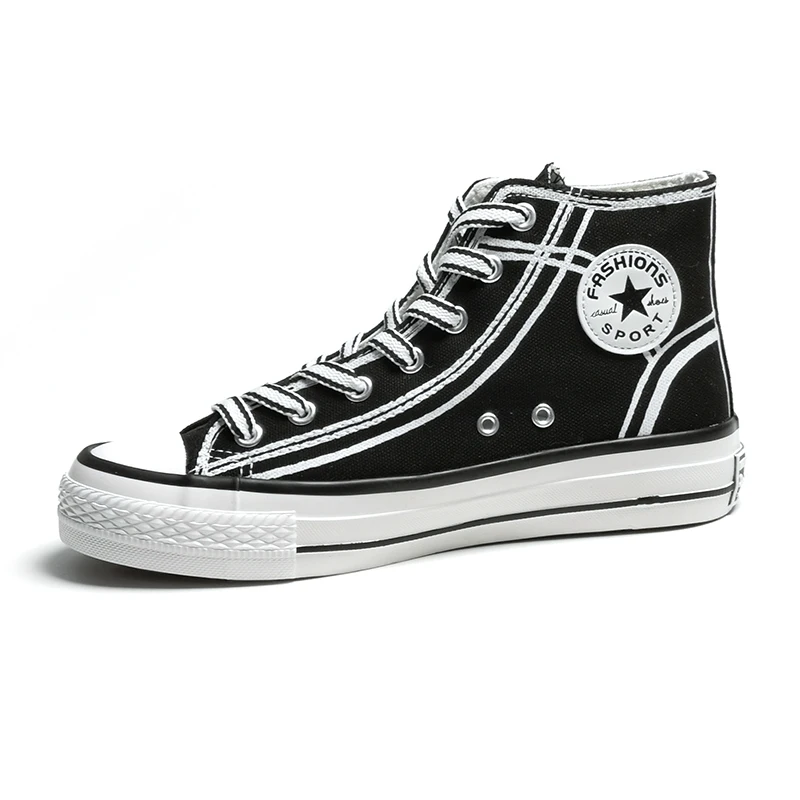 2019 модные высокие кроссовки парусиновая обувь женская повседневная белая